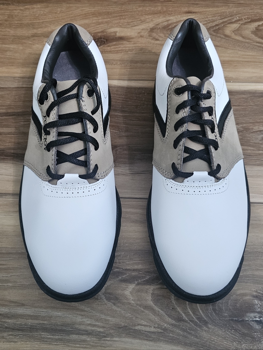 Brand New FootJoy Sierra Trek Spiked Golf Shoes White Leather Beige Suede